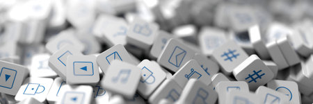 Infinite social media infinite icons 3d rendering backgroundの写真素材