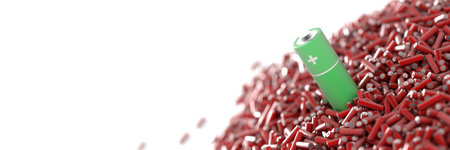 Infinite alkaline batteries on a plane, original 3d renderingの写真素材