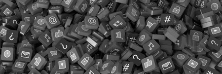 Infinite social media infinite icons 3d rendering background