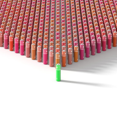 Infinite alkaline batteries on a plane, original 3d rendering