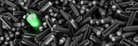 Infinite alkaline batteries on a plane, original 3d renderingの写真素材