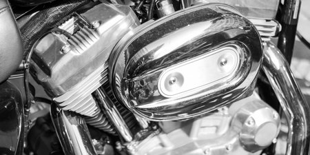 Vintage motorbike powerful engine detail