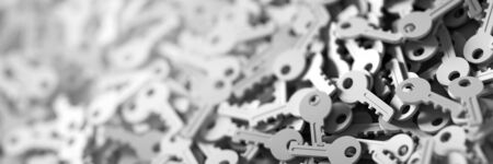 Infinite 3d rendering keys background, security and accessibility conceptsの写真素材