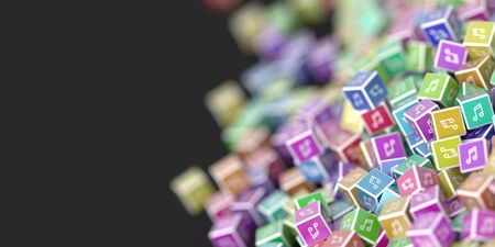 Infinite music 3d rendering icons, sound and party themeの写真素材