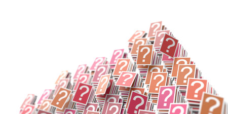 Infinite question marks red cards, original 3d rendering