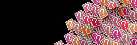 Infinite question marks red cards, original 3d renderingの写真素材