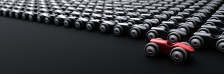 The fastest race car, business and leadership concepts, 3d rendering horizontal backgroundの写真素材