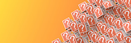 Infinite question marks red cards, original 3d renderingの写真素材