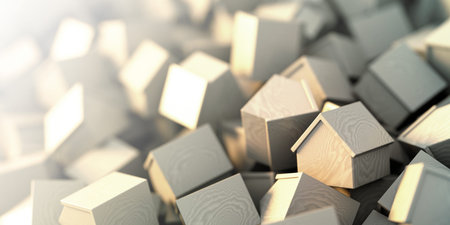 Infinite wooden homes, 3d rendering backgroundの写真素材