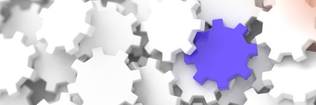 Infinite gears background with a winner. 3d rendering background, teamwork and leadership concepts