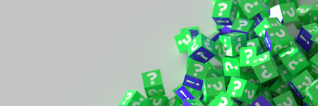 Infinite cubes with question and exclamation marks, 3d renderingの写真素材