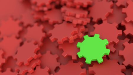 Infinite gears background with a winner. 3d rendering background, teamwork and leadership conceptsの写真素材