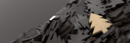 Christmas and winter theme, original 3d rendering. Horizontal size with copy space.の写真素材