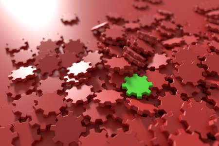 Infinite gears background with a winner. 3d rendering background, teamwork and leadership conceptsの写真素材