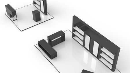 Empty exhibition kiosk, with copy space. Original 3d rendering project