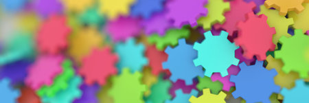 Infinite gears background, 3d rendering background, teamwork and business conceptsの写真素材