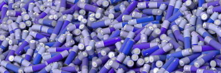 Infinite alkaline batteries on a plane, original 3d renderingの写真素材