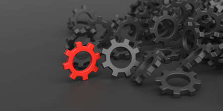Infinite gears background with a winner. 3d rendering background, teamwork and leadership conceptsの写真素材