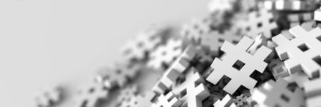 Infinite hashtag background, 3d rendering, technology and digital media conceptsの写真素材