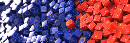 Europe and China relationship, 3d rendering background