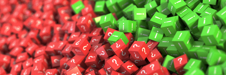 infinite question and answers cubes symbols, original 3d renderingの写真素材