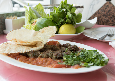 Lebanese original kebab with tomatoesの写真素材