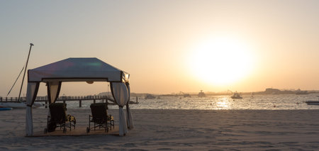 Luxurious gazebo on the beachの写真素材