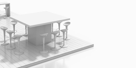 Empty exhibition kiosk, with copy space. Original 3d rendering projectの写真素材