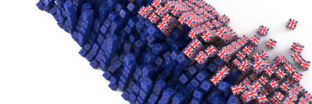 Europe and United Kingdom political and economic relationship, 3d rendering background, Brexit...