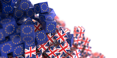 Europe and United Kingdom political and economic relationship, 3d rendering background, Brexit conceptsの写真素材