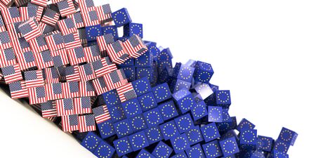 United States and Europe economic and political relationship, original 3d renderingの写真素材