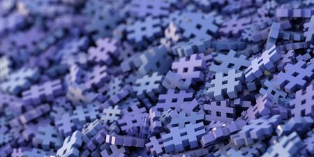 Infinite hashtag background, 3d rendering, technology and digital media conceptsの写真素材