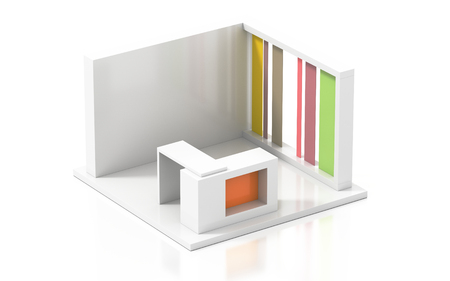 Empty exhibition kiosk, with copy space. Original 3d rendering projectの写真素材