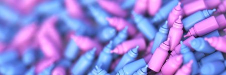 Infinite baby bottles background, original 3d rendering