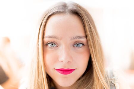 Pretty blonde teenager portrait, millenial and lifestyle concepts photographyの写真素材