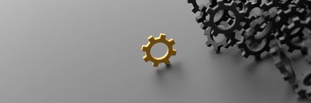 Infinite gears background with a winner. 3d rendering background, teamwork and leadership conceptsの写真素材