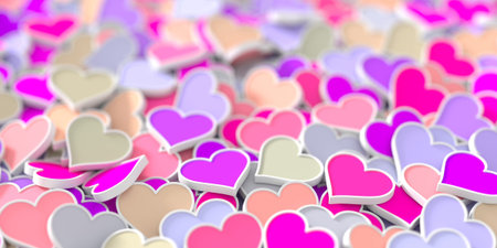 Infinite hearts background, original 3d rendering, love themeの写真素材