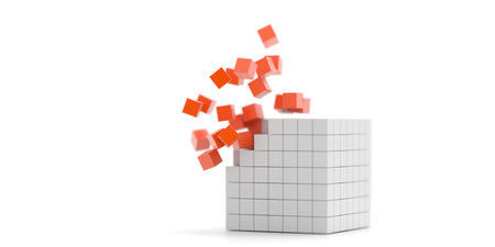 Exploding cubes, original 3d rendering