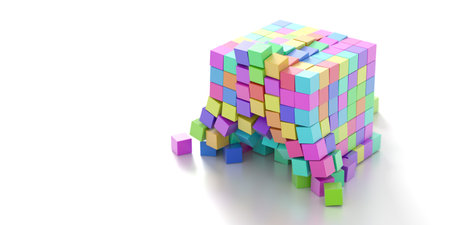 Exploding cubes, original 3d rendering