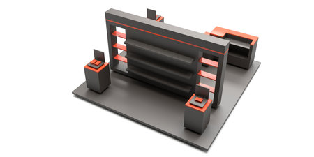Empty exhibition kiosk, with copy space. Original 3d rendering project