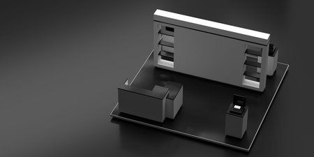 Empty exhibition kiosk, with copy space. Original 3d rendering project