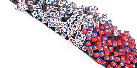 North and South Korea political problem, original 3d rendering conceptual illustrationの写真素材
