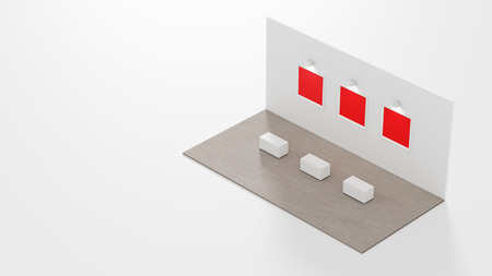 Empty museum with customizable copy space. Original design and 3d renderingの写真素材