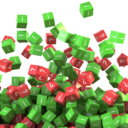 infinite question and answers cubes symbols, original 3d renderingの写真素材
