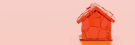 Broken home concept, original 3d rendering with horizontal banner sizeの写真素材