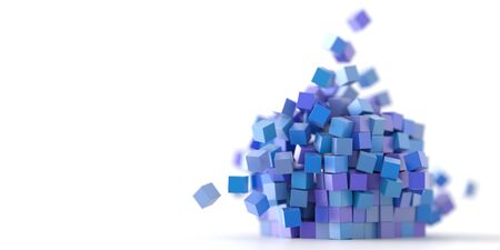 Exploding cubes, original 3d renderingの写真素材