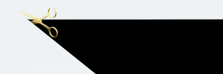 Scissors cutting an infinite surface, original 3d renderingの写真素材