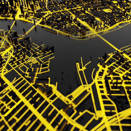 Techno mega city; urban and futuristic technology concepts, original 3d renderingの写真素材