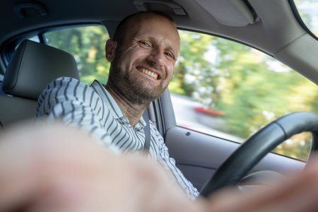 Aggressive and crazy driver in his car