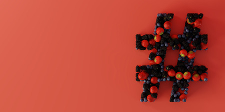 Fruits of the forest tag symbol, ultra realistic 3d renderingの写真素材